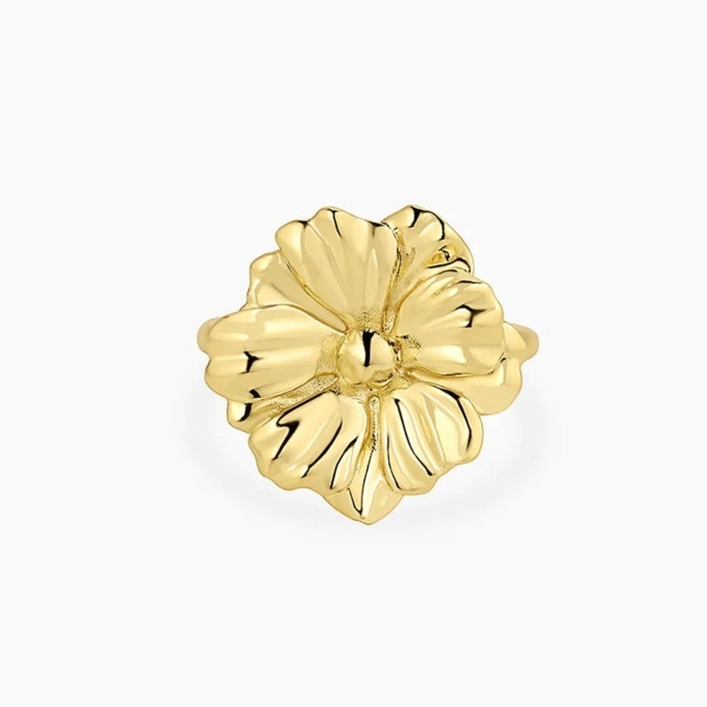 Gorjana New Size 8 18k Gold Plated Brass Statement Cocktail‎ Floral Camila Ring - Picture 3 of 7